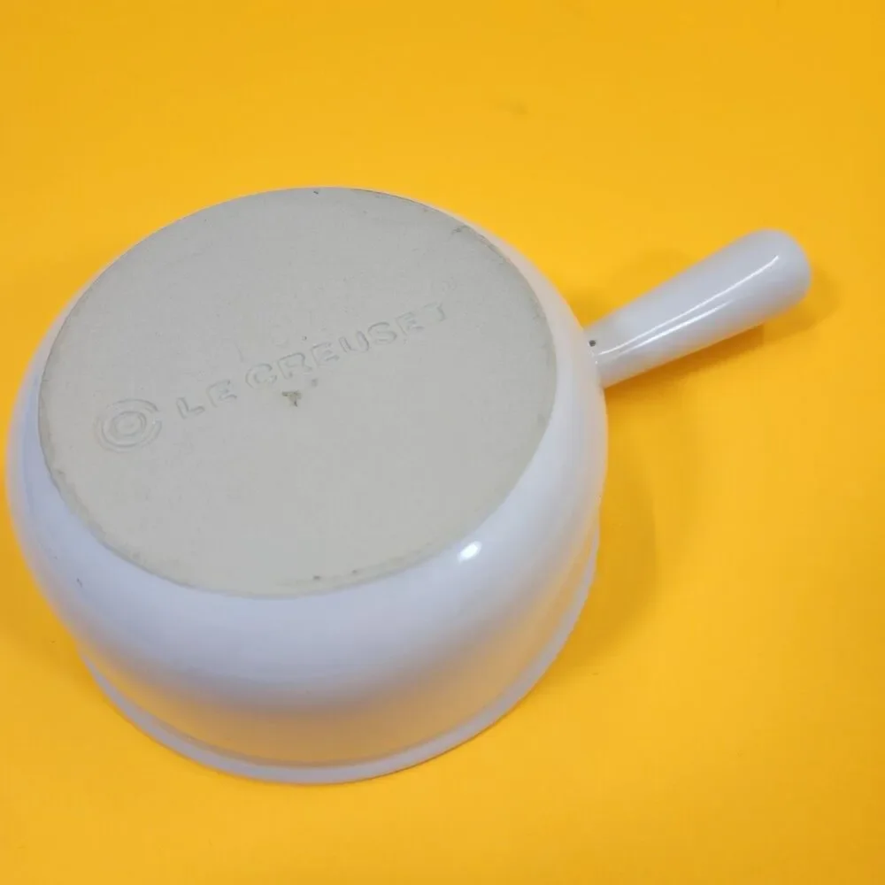 2 Le Creuset French Onion Handled Soup Bowls 1041 White Set Handle 5